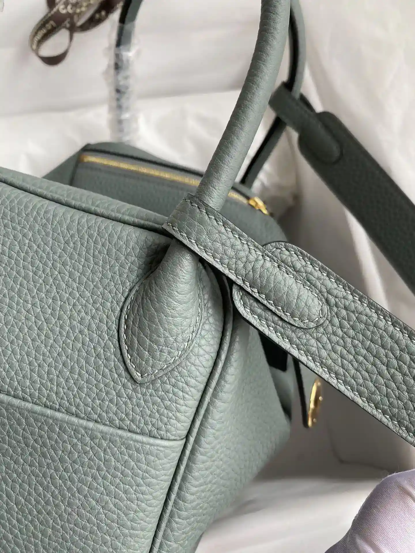 Imagem[4]-Hermes Lindy 26cm TC Couro Amêndoa Verde Ouro Fivela Cera Linha-Alta Bolsas falsas