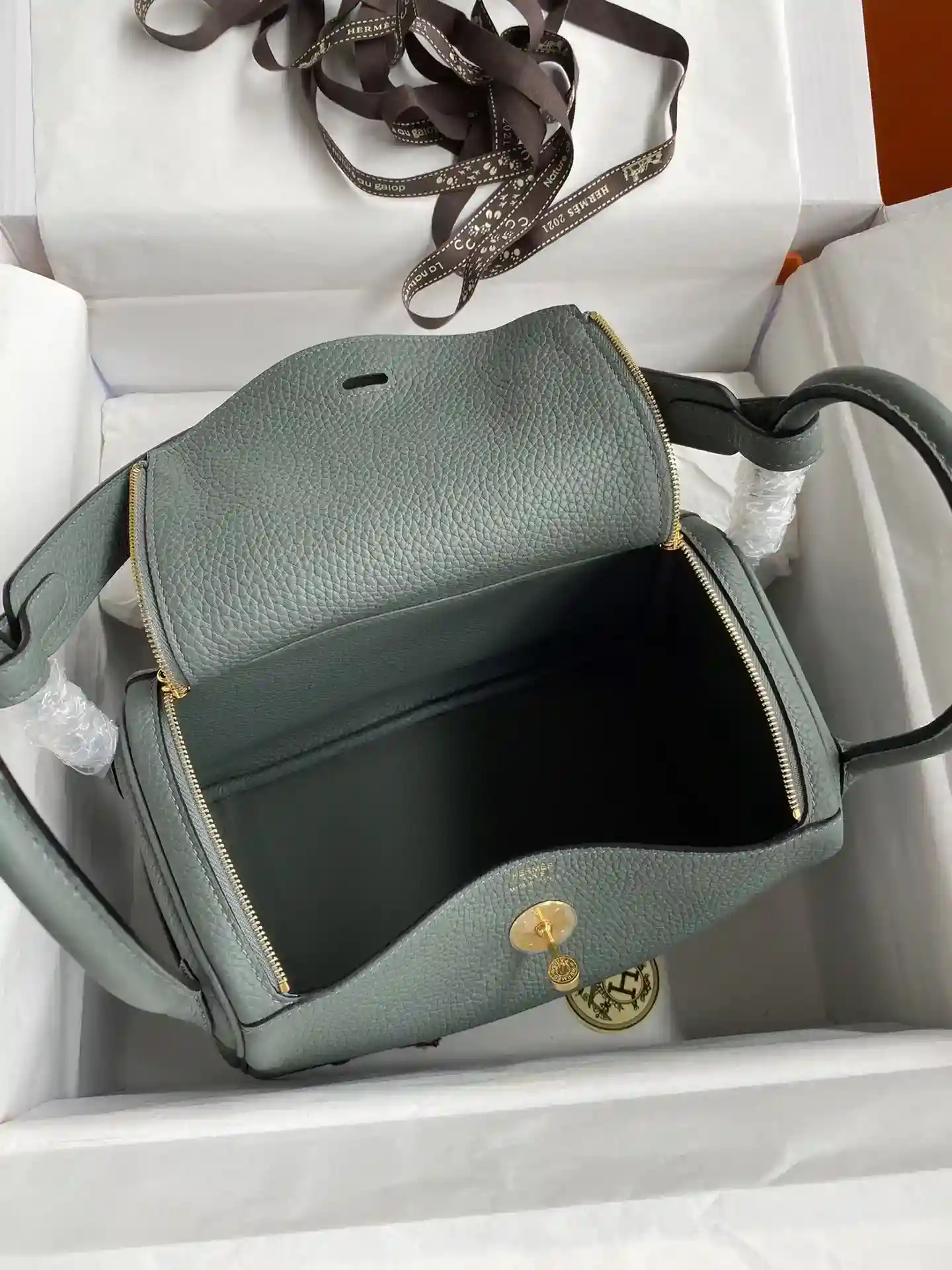 Imagem [7]-Hermes Lindy 26cm TC Couro Amêndoa Verde Ouro Fivela Cera Linha-Alta Bolsas falsas