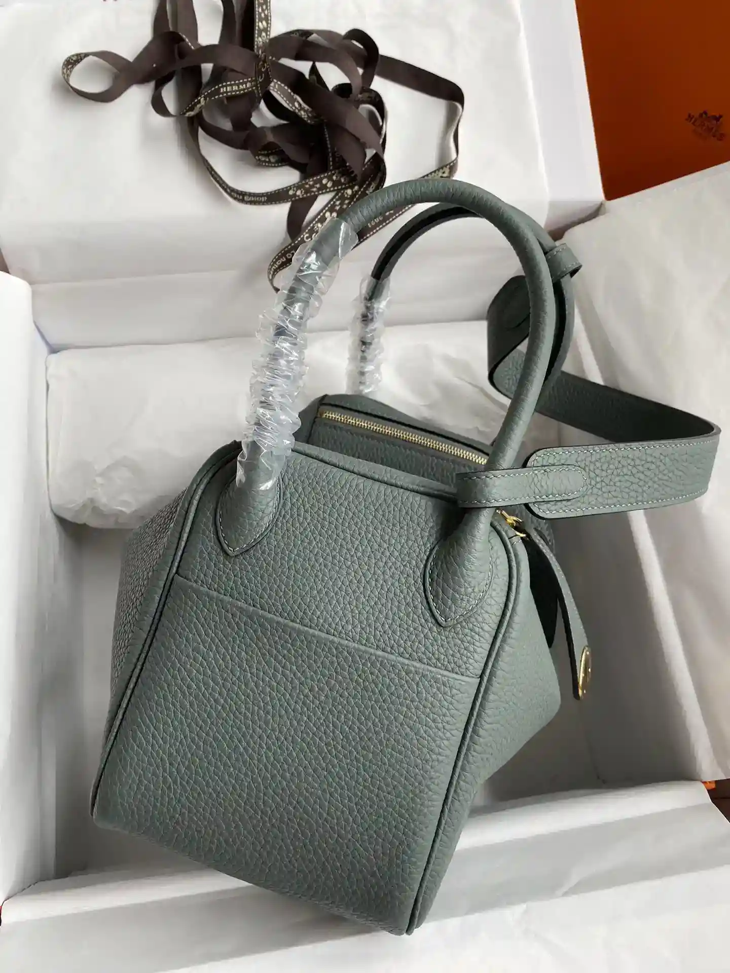 Imagem[2]-Hermes Lindy 26cm TC Couro Amêndoa Verde Ouro Fivela Cera Linha-Alta Bolsas falsas