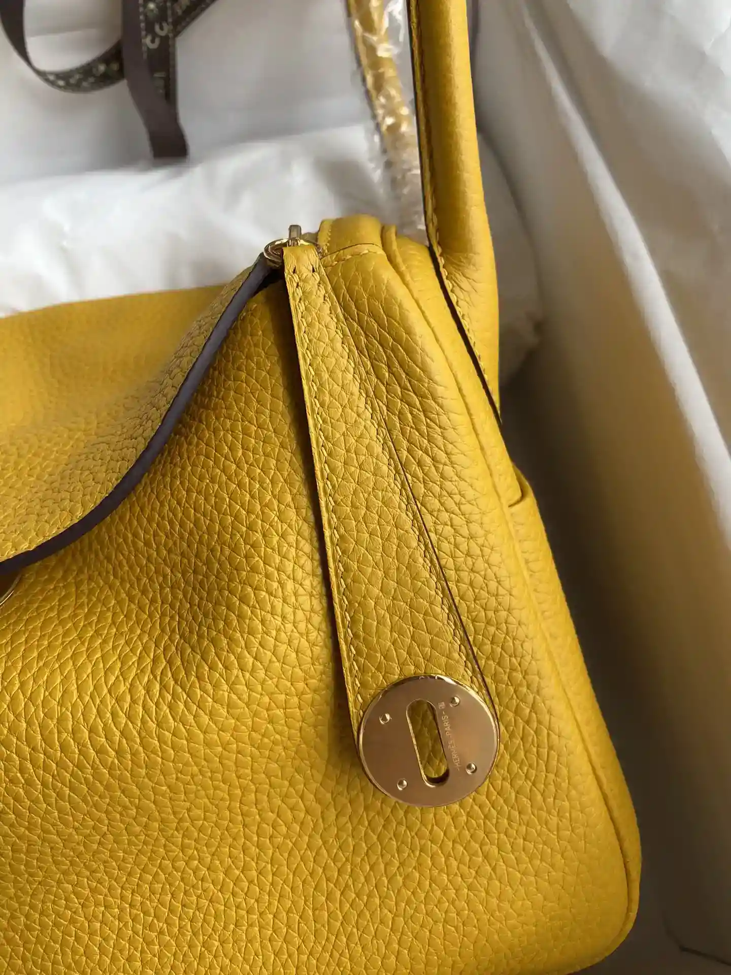 Picture[3]-Hermes Lindy 26cm TC Leather Amber Yellow Gold Buckle Wax Line-High Fake Bags