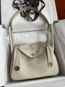 Hermes Lindy 26cm TC Cuir Milkshake Boucle Or Blanc Cire Ligne-Haute Sacs Fake