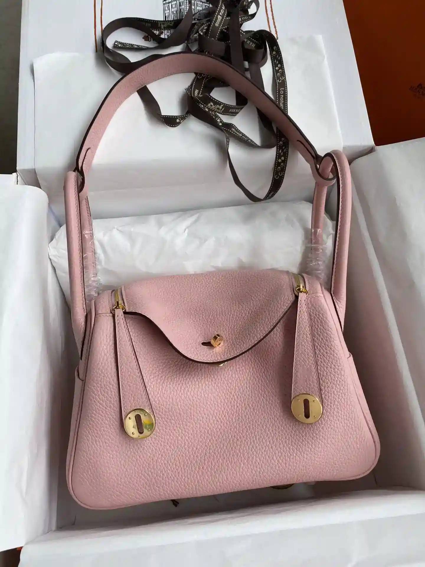 Hermes Lindy 26cm TC couro 3Q pó fivela de ouro linha de cera - Bolsas de Alta Falsificação