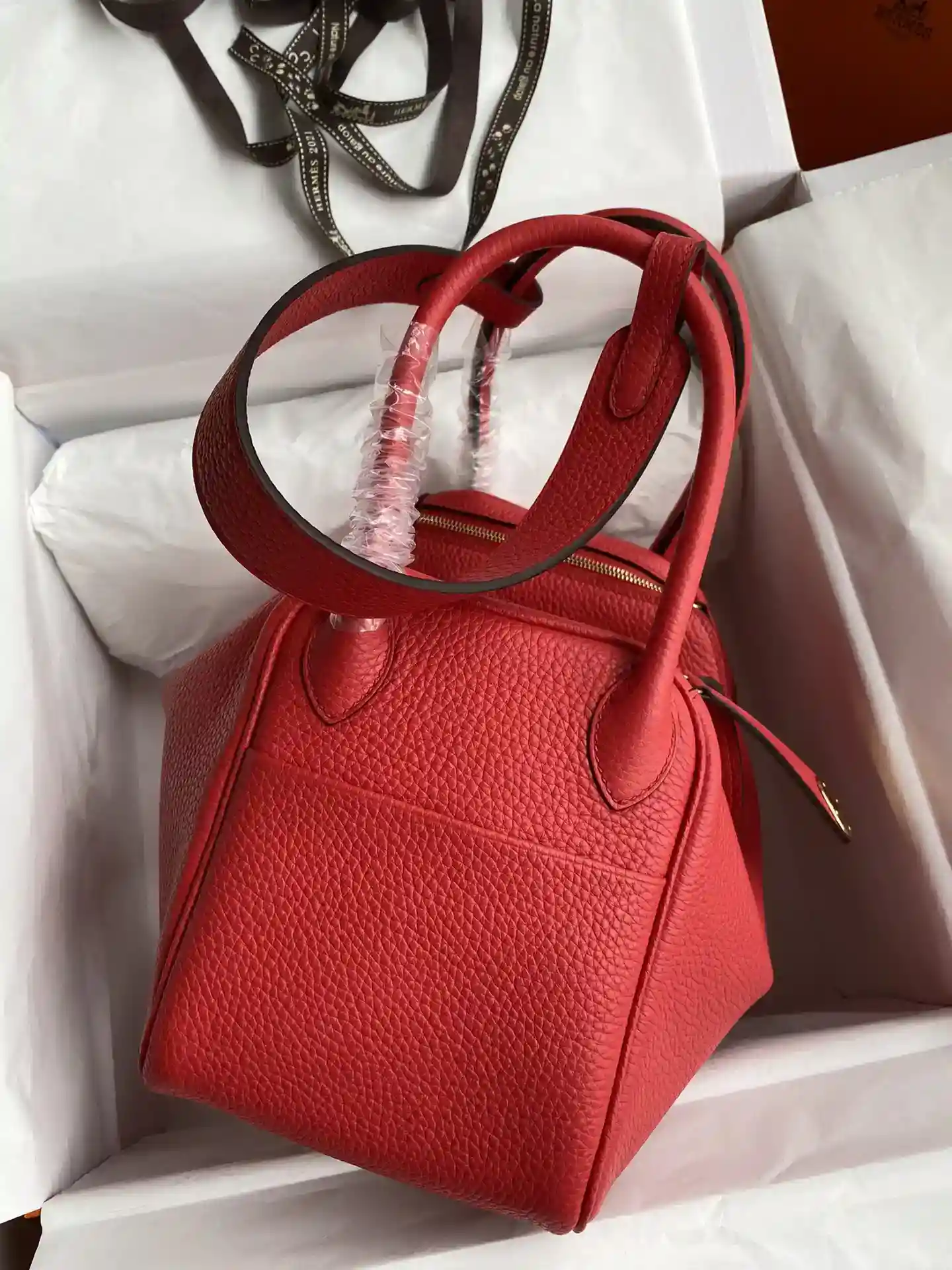 Picture[2]-Hermes Lindy 26cm TC leather Big red gold buckle wax line-High-fashion bags