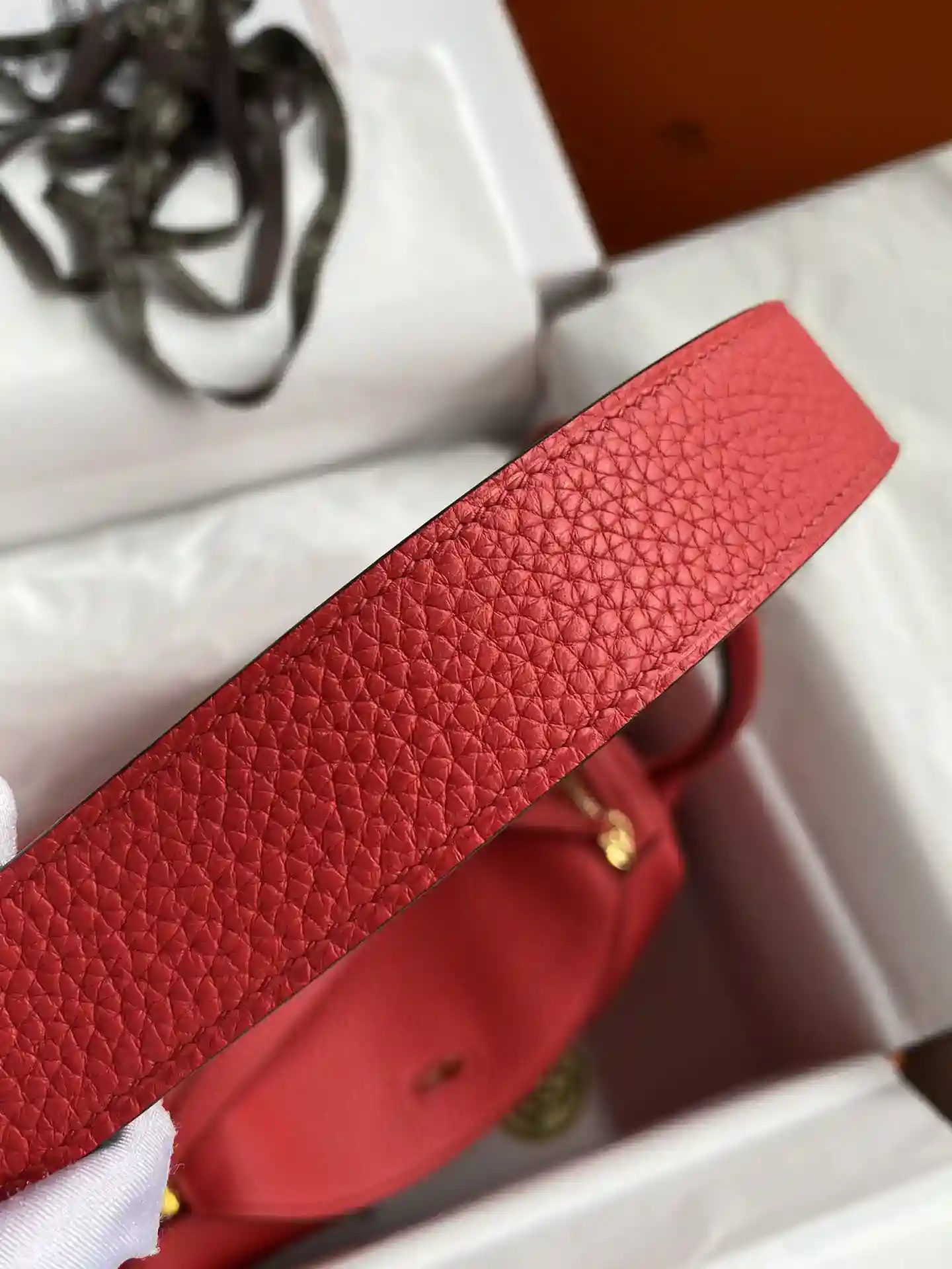 Picture[6]-Hermes Lindy 26cm TC leather Big red gold buckle wax line-High replica bags