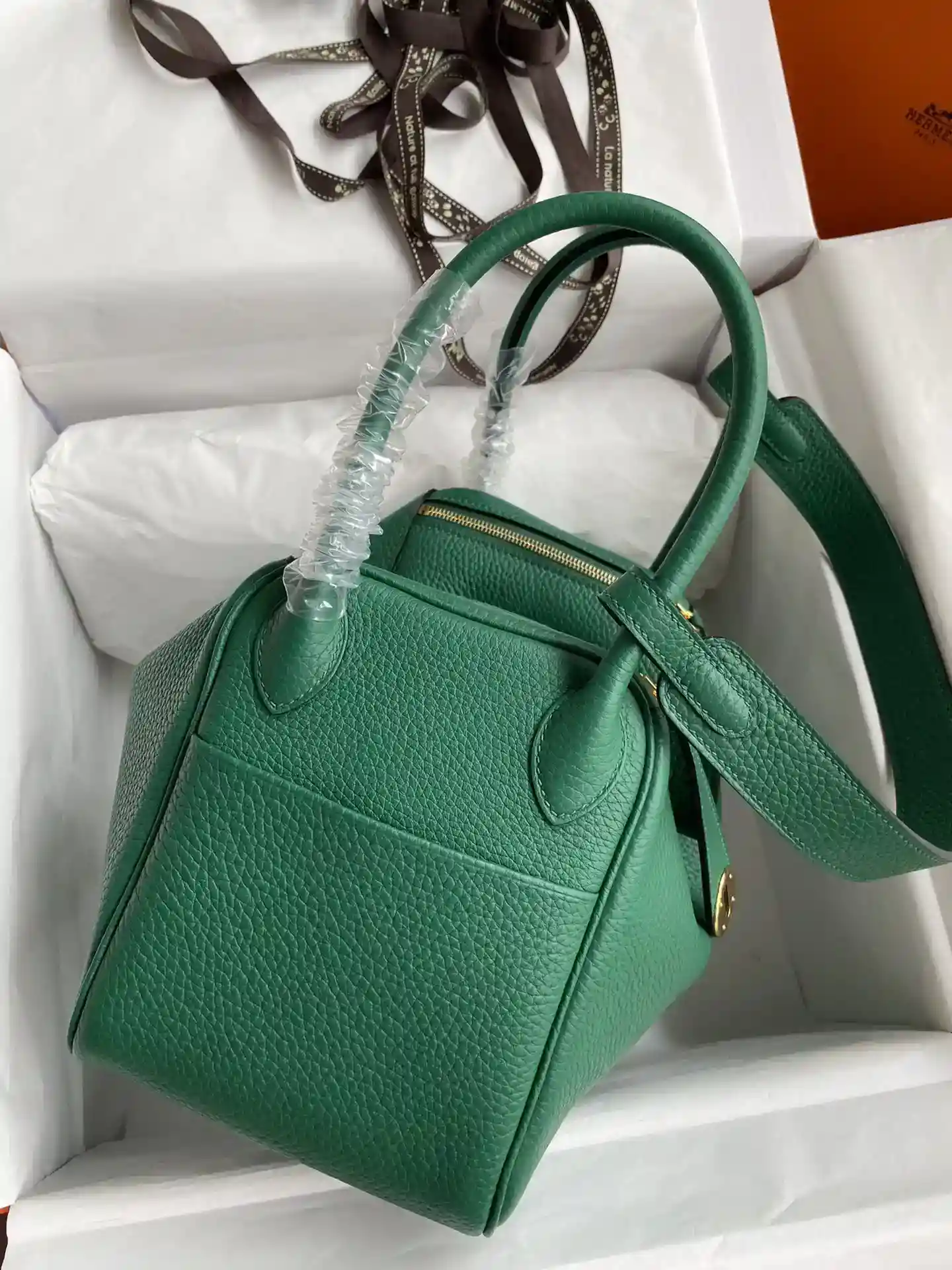 Imagem[2]-Hermes Lindy 26cm TC Couro Pavão Verde Ouro Fivela Cera Linha-Alta Bolsas falsas