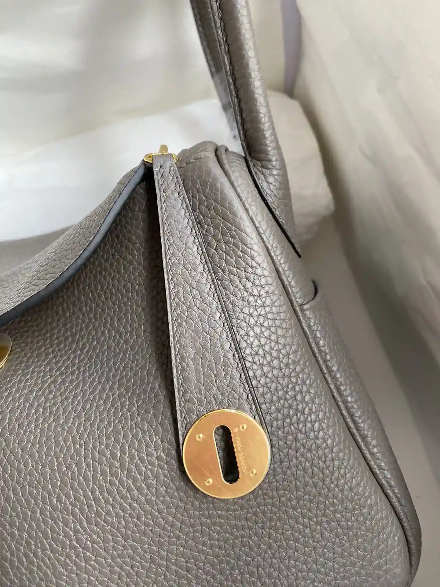 Picture[3]-Hermes Lindy 26cm TC Leather Tinware Grey Gold Buckle Wax Line-High Fake Bags