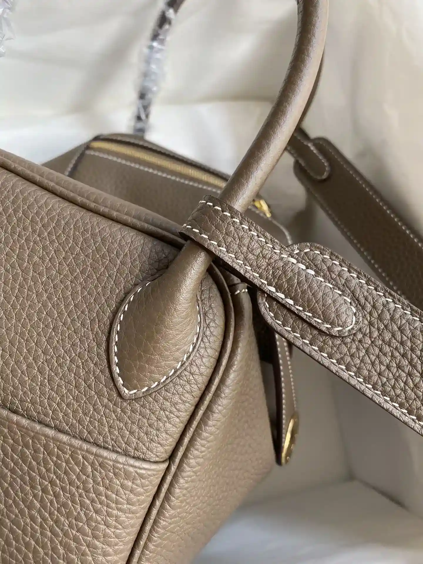 Picture [4]-Hermes Lindy 26cm TC Leather Elephant Gray 🐘 Gold Buckle Wax Line-High Fake Bags