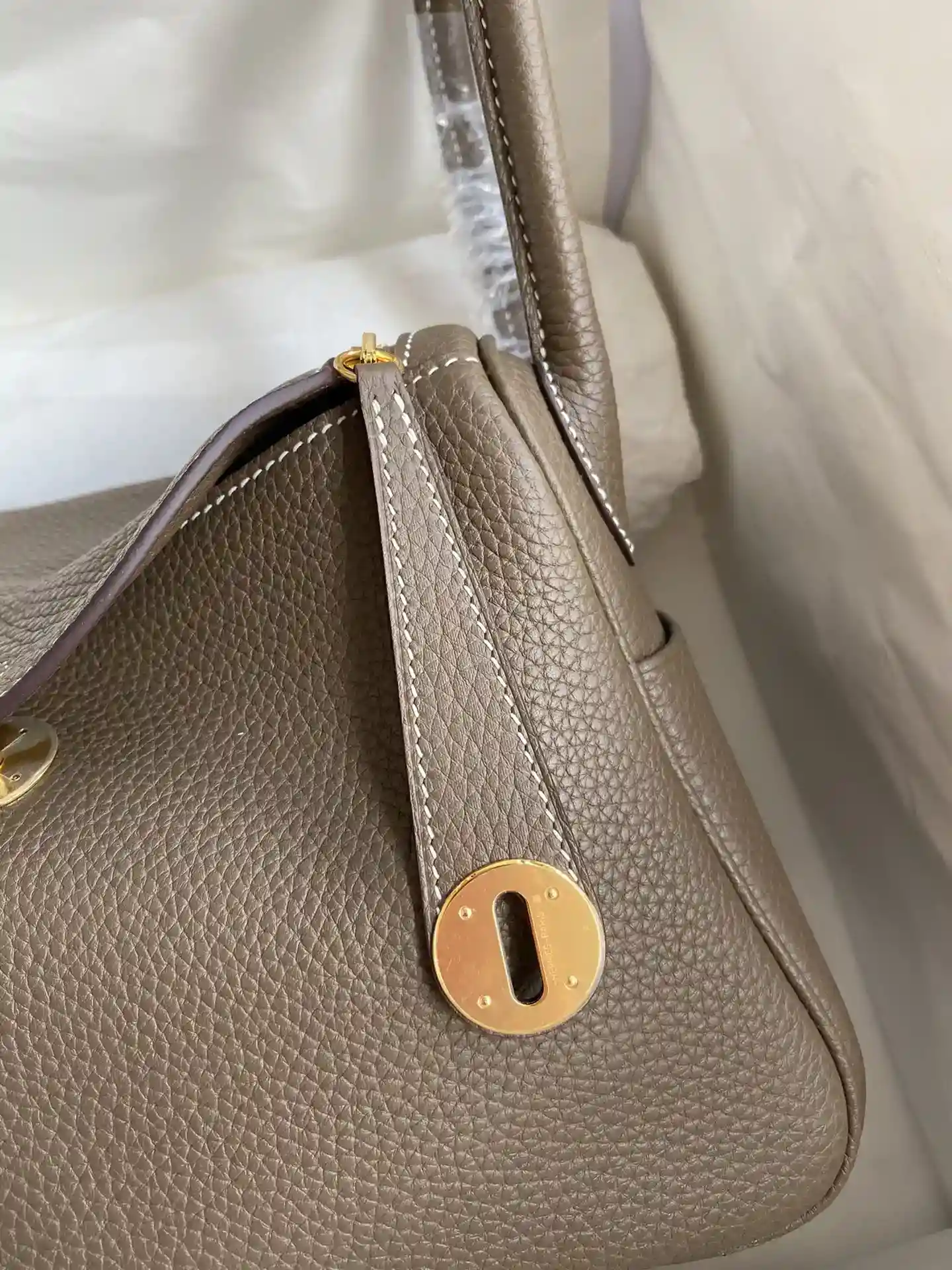 Picture[3]-Hermes Lindy 26cm TC Leather Elephant Gray 🐘 Gold Buckle Wax Line-High Fake Bags