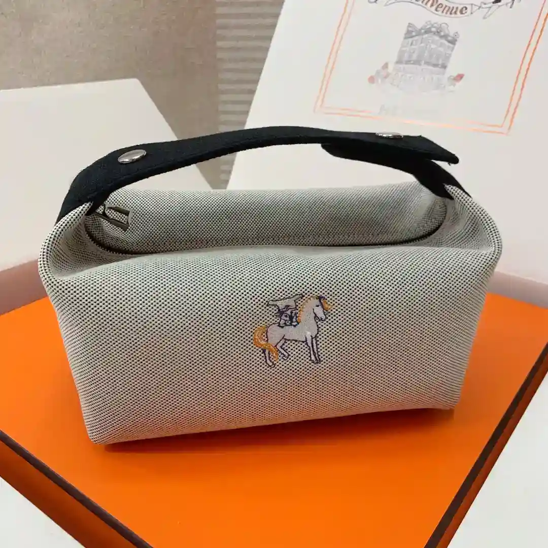 Hermes Lunchbox Bag Gray Trousse Bride-A-BraceLarge:25*21*14Small:21*17*12-High Fake Bags