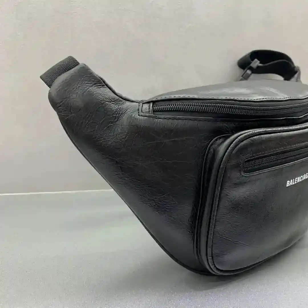 Foto [3]-BALEN actualización crossbody pecho bolso de la cintura Hecho de piel de becerro importado Bolsillo delantero con cremallera Simple bolsa de doble uso Puede ser utilizado como una bolsa de pecho o bolso de la cintura Tamaño simple y ligero25*5*17⚠Buscar 402 Modelo-Alto Faux Bolsas