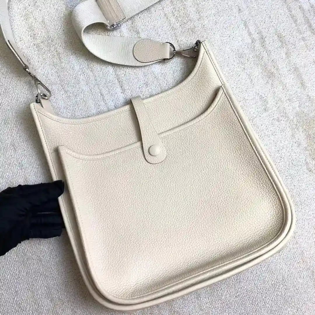 Image [2]-Hermes evelyne 28cm fil de cire d'abeille milkshake blanc-High Fake Bags