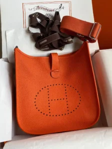 Hermes evelyne 28cm beeswax line orange-high replica bags