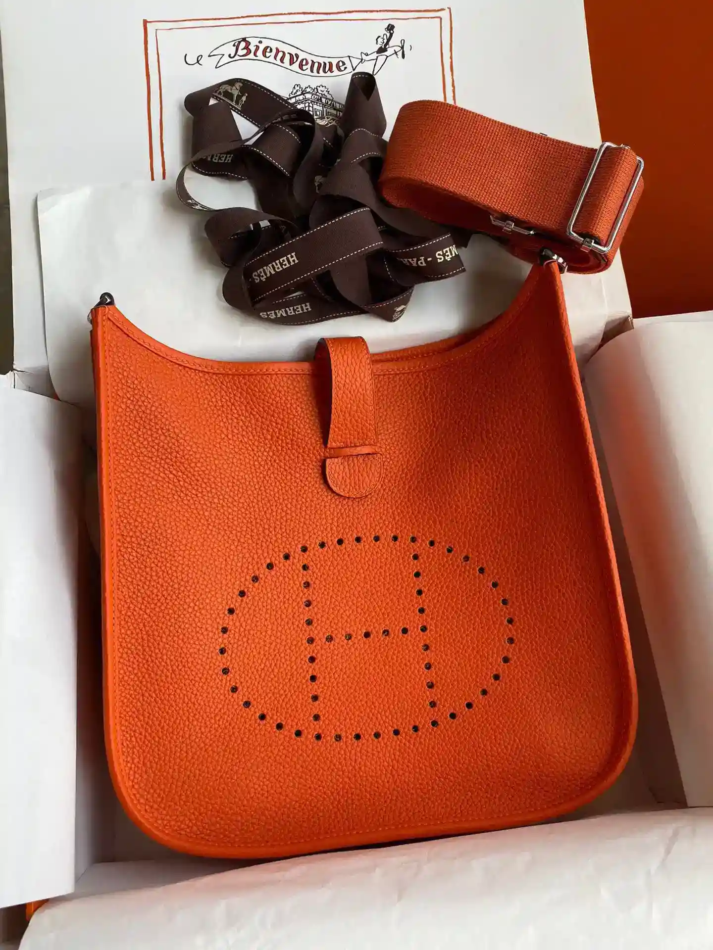 Hermes evelyne 28cm linha de cera de abelha laranja-Sacos falsos de alta qualidade