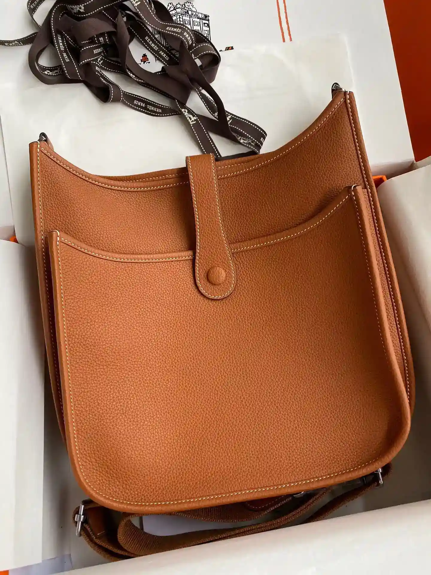 Picture [2]-Hermes evelyne 28cm beeswax line golden brown-High-fashion bags