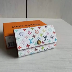 Lv white color 33 color three color white three fold models Patchwork cowhide key bag ladies lock key bag keychain-High Faux Bags