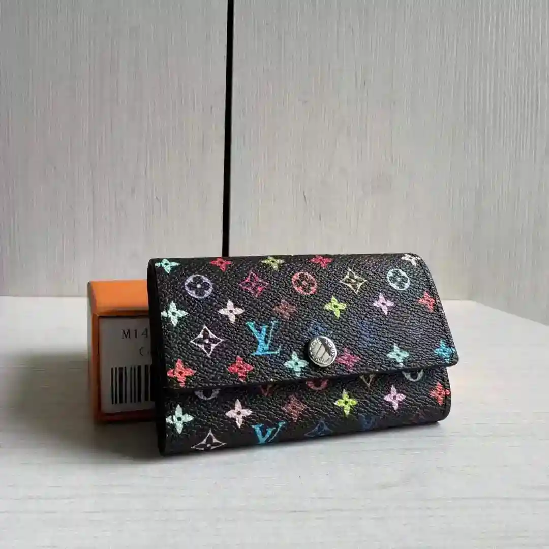 Lv Black Colour 33 Colour Three Colour Tri-fold models Patchwork Cowhide Key Bag Ladies Lock Key Bag Keychain-High Faux Bags