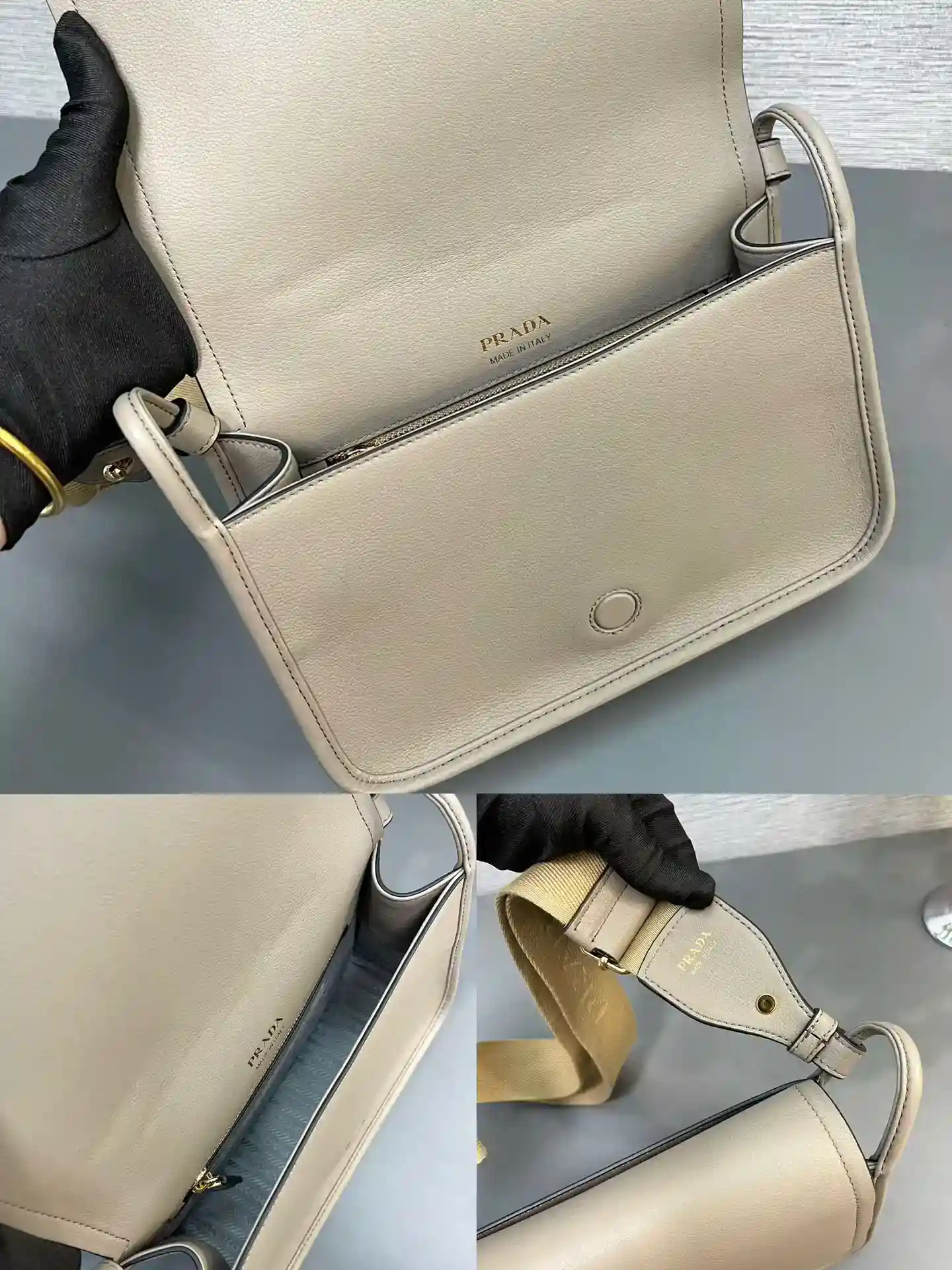 Image [9]-P1380 Prada 1BD372 est en stock 👋🏻 Cette bandoulière Lindy est fabriquée en cuir de veau italien importé à grain doux avec une quincaillerie de qualité supérieureDes détails exquis avec une quincaillerie en métal pour un style plus dynamiqueÉlégant et polyvalentLe cuir de vachette grainé à texture douce met en valeur les lignes douces et minimalistes.