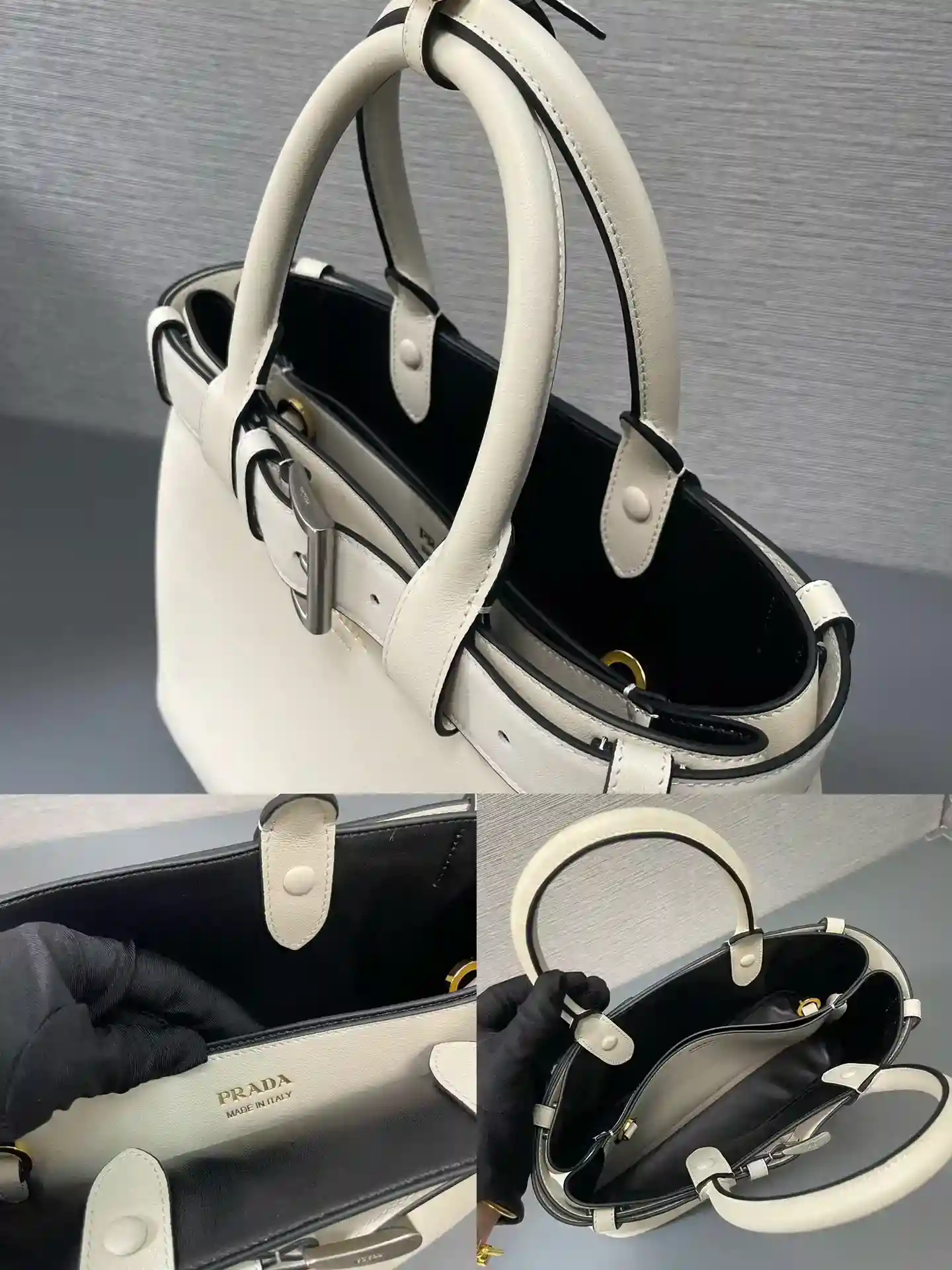 Picture [9]-P1800 Prada 1BA434 arrived [strong] [strong] 2024 new DoubleBag small shopping bag Double series of imported cowhide leather lining with full sheepskin 💪 elegant and simple body design front printing letters logo 💪 logo handheld, shoulder strap adjustable length built-in three compartments in the middle of the inner pockets of the unique design of a large leather belt shows the vitality of the ὊὊὊ perfect! Details goddess must have super great 5 Size: 32X23X11CM!-High Fake Bags