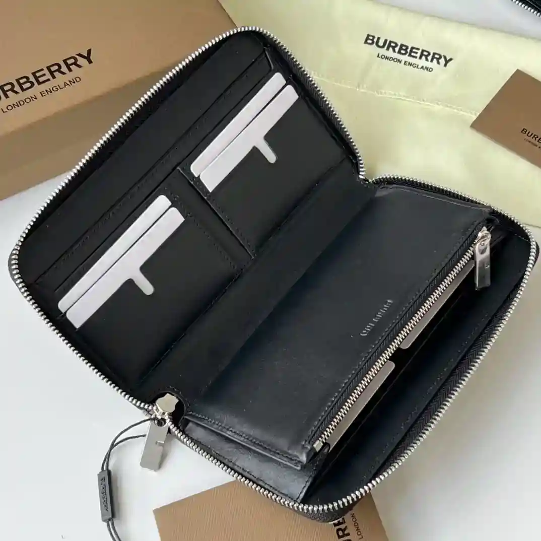 Image [6]-Burberry Large Zipper Money Clip Decorative Jacquard Worsted Checker Pattern with B Zipper Head Featuring Leather Lining Size Suitable for Storing Global Currencies B-Home Product ~~~👉👍 Fine Workmanship 💋 Physical Photography📷🆔🆔🆔 80895101 black size 21cm*12cm*2.5cm 220-high replica bags