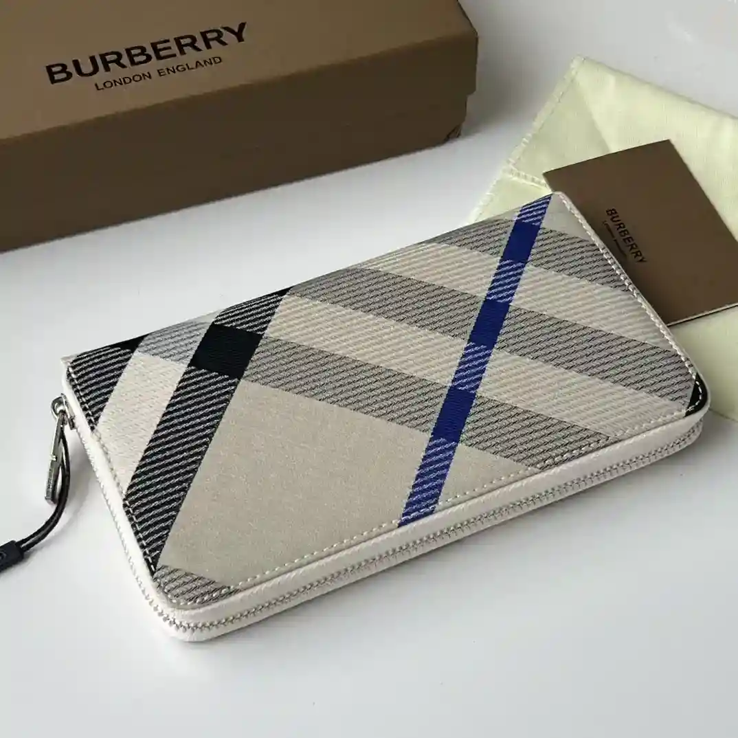 Picture [2]-Large zipper money clip decorative jacquard worsted plaid pattern with B-shaped zipper head using leather lining size suitable for storing global currencies B-home production ~~ 👉👍 fine workmanship 💋 physical shooting 📷🆔🆔🆔 80895101 white Size. 21cm*12cm*2.5cm-High Faux Bags