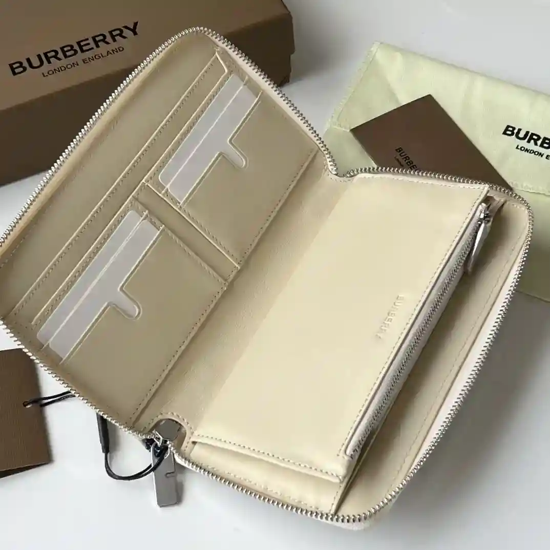 Image [6]-Burberry Large Zipper Money Clip Decorative Jacquard Worsted Checker Pattern with B Zipper Head Features Leather Lining Size Suitable for Storing Global Currency B-Home Product ~~~👉👍 Fine Workmanship 💋 Physical Photography📷🆔🆔🆔 80895101 white size 21cm*12cm*2.5cm 220-high replica bags