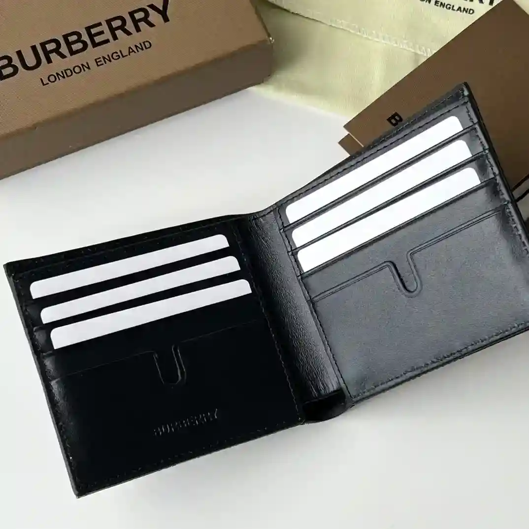 Imagen [6]-Burberry bi-fold clip de dinero corto elegir la tela de mezcla de algodón para crear un jacquard decorativo estambre a cuadros utilizando forro de cuero tamaño adecuado para el almacenamiento de las monedas mundiales B-producción casera ~ ~ ~ 👉👍 mano de obra fina 💋 tiro físico 📷🆔🆔🆔🆔 80895201 negro tamaño 11cm*10cm* 150- high replica bags