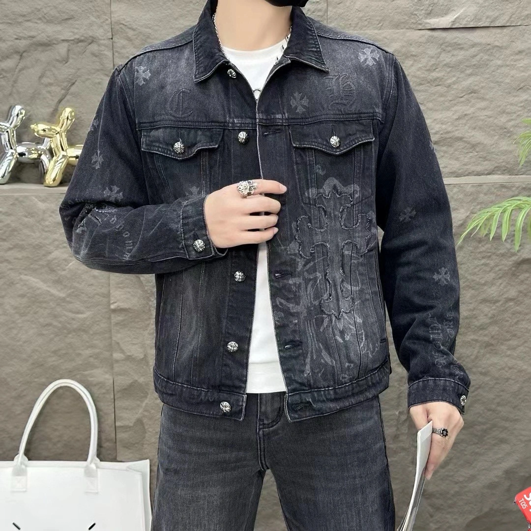 Image [2]-P660 Chrome Hearts Crocker Hearts Early Spring 2025 Fashion ! Réplique de comptoir veste en denim veste Fabrication haut de gamme Quincaillerie invitée Lavage haut de gamme Les couleurs sont superbes ! Un article de mode indispensable ! Importé denim tissu détails avec des matériaux sont très soignés pour montrer l'intention ultime du concepteur de produire plus comme une version globale de l'artisanat de l'impressionnante haut de gamme que dans ! Taille : M-XXL (175 145 livres L port maximum 190 livres)-sacs haute couture